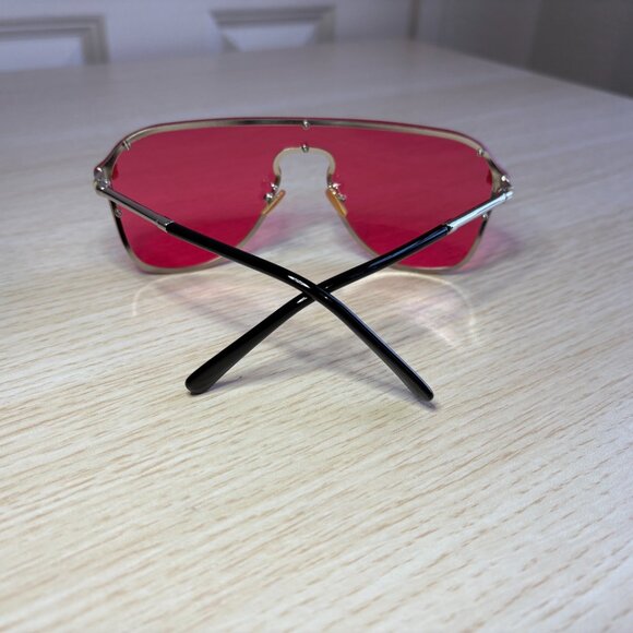 Futuristic Shield Sunglasses with Bold Red-Tinted Lens - Picture 2 of 7